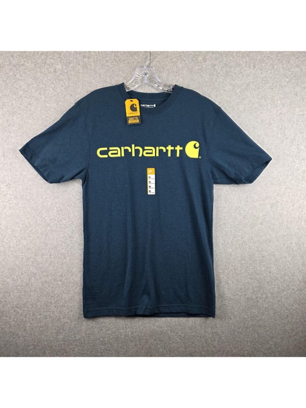Carhartt Shirt Mens XS Blue Loose Fit Heavyweight Tagless Logo Graphic Tee